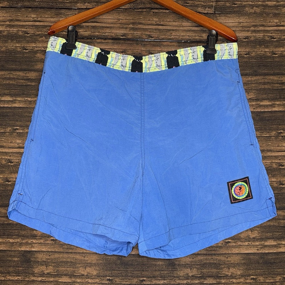 Vintage 90s OP Ocean Pacific One Planet Blue Surf Swim Shorts Trunks Men's M